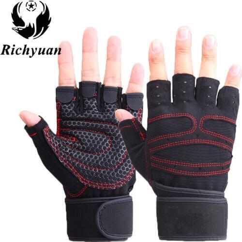 Hot Sale Black Gym Gloves Body Building Weight Lifting Gloves Men Women Custom Exercise Protect Wrist Training Fitness Gloves