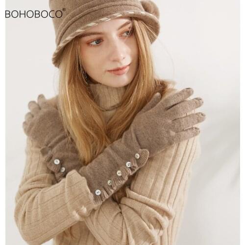 Womens Gloves Autumn and Winter Thin Warm Cashmere Wool Finger