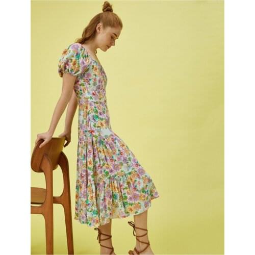 Womens Purple Short Sleeve Floral Dress