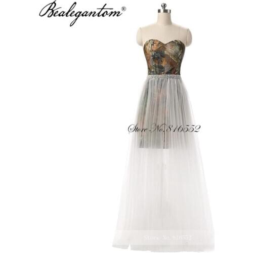Bealegantom Luxury A-Line Camo Prom Dresses 2021 New Sweetheart Beaded Long Camouflage Formal Evening Party Dresses QD41