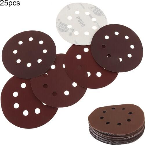25pcs/lot 125mm 600-2000 Round Sandpaper 8 Hole Disk Sand Paper Disc Sheets Grit Abrasive Tool for Electric Grinder Polishing