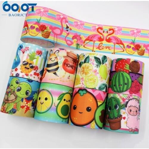 3"(75mm)10yards cute cartoon Thermal transfer Printed grosgrain Ribbons,bow cap DIY handmade accessories Decorations L-20522-427