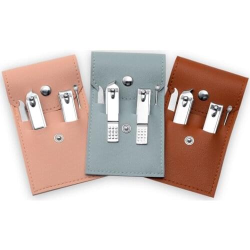 4pcs/set New Nail Clipper Set Stainless Steel Folding Case Nail Scissors Ear Pick Portable Gift Nail Clipper Set