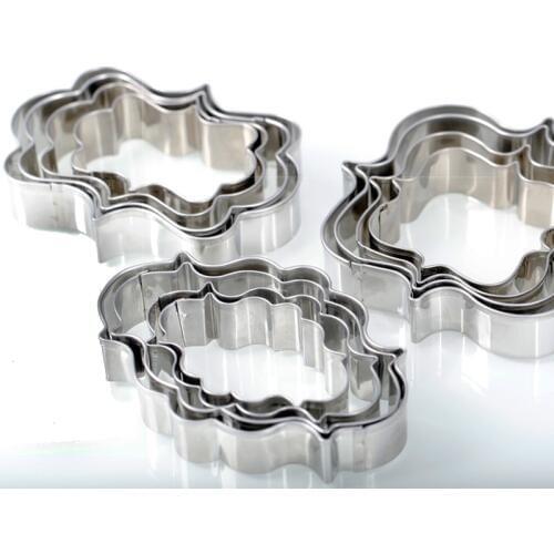 4pc Stainless Steel Plaque Cookie Cutter Award Biscuit Dough Pastry Name Frame Message Picture Prize Kitchen Accessories