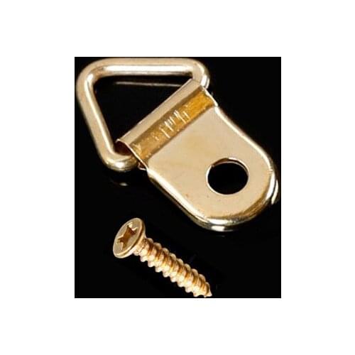 50pcs 14x22mmGolden Triangle D-Ring Hanging Picture oil Painting Frame Hooks Hangers Photo Wall Hook M2.5 Self Tapping Screws