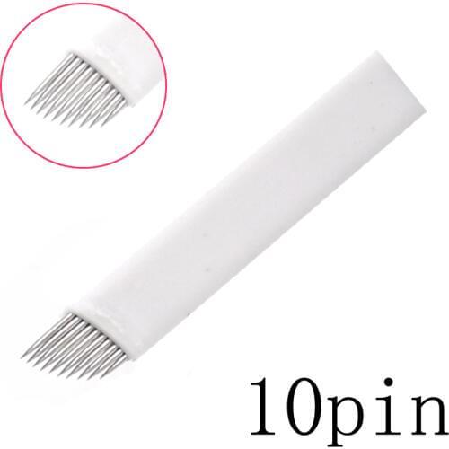 50PCS PCD 10 Pin 3d eyebrow embroidery Permanent Makeup Eyebrow Tatoo Blade Microblading Needles For 3D Manual Tattoo Pen