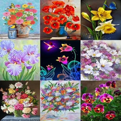 Beautiful Flowers Series DIY 5D Diamond Painting Full Round Drill Mosaic Art Home Decoration Gift Craft Hanging Painting 30x40cm