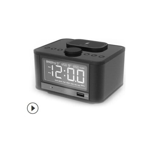 Wireless Bluetooth Alarm Clock Speaker with Fast Wireless Charger FM Radio for Bedroom Bluetooth Speakers