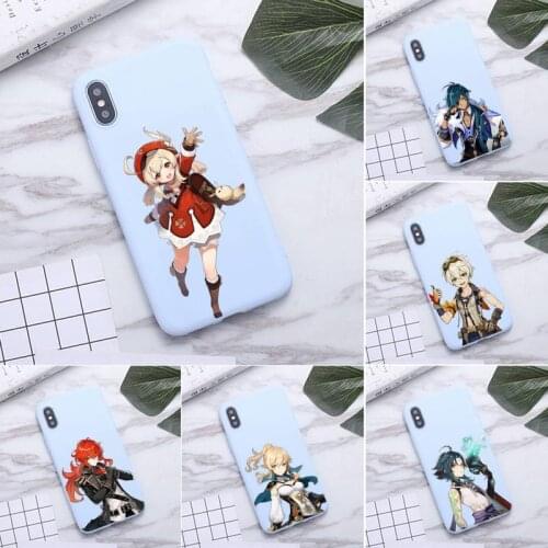 Genshin Impact Anime Phone Case For iphone 12 11 Pro Max Mini XS 8 7 6 6S Plus X SE 2020 XR Candy purple Silicone cover