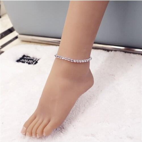 Thin stamped silver plated Shiny Chains Anklet For Women Girls Friend Foot Jewelry Leg Bracelet Barefoot Fashion Exquisite Ankle