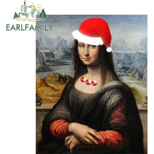 EARLFAMILY 13cm x 10.4cm for Merry Mona Christmas Decal Cartoon Car Sticker Auto Refrigerator Waterproof Sunscreen Decoration
