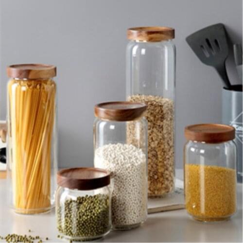 Sealed jar glass jar food grade transparent glass bottle with cover grain storage jar storage jars