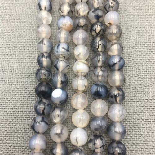 Smooth Round Dragon Vein Agates Beads,Natural Lace Gem Stone Beads for Jewelry Making MY0208