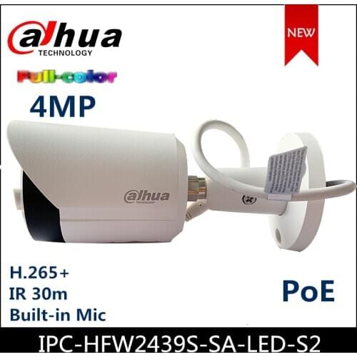 2020 New Dahua 4MP IP Camera Lite Full color Fixed-focal Bullet Network Camera IPC-HFW2439S-SA-LED-S2 replace IPC-HFW2431S-S-S2
