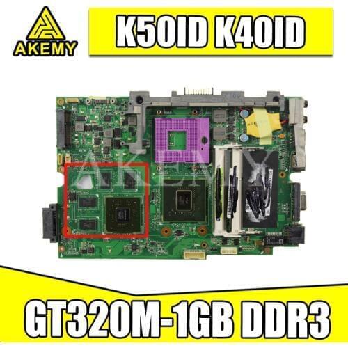 K40ID Laptop motherboard For Asus K50ID K40IE K50IE PRO5DI original mainboard DDR3-RAM GT320M-1GB