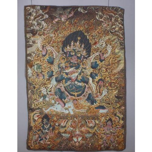 Chinese Antique collection the Thangka The dark god of wealth diagram