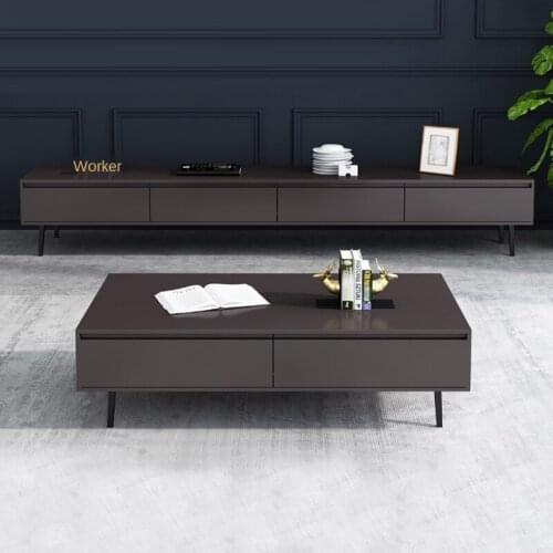 Tea table combination suit simple modern small family living room storage minimalist TV cabinet long extension