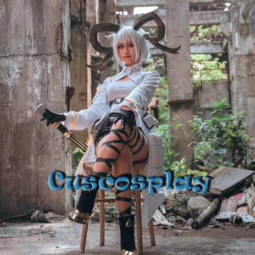 Anime Arknights Carnelian Battle Suit Elegant Uniform Cosplay Costumes Accessories Shoes Horns Props for Halloween Christmas