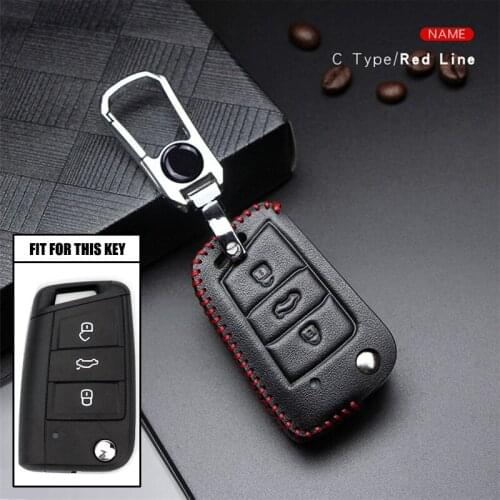Car Remote Key Leather Cover For Seat Leon Ibiza 5F 6L 6J MK2 MK3 FR 1P Ateca Altea Auto Styling Keychain Key Case Holder For VW