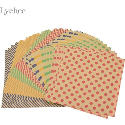 Lychee Life 80 Sheets Dot Stripe Pattern Origami DIY Handmade Scrapbook Paper Craft Photo Album Card Making Paper