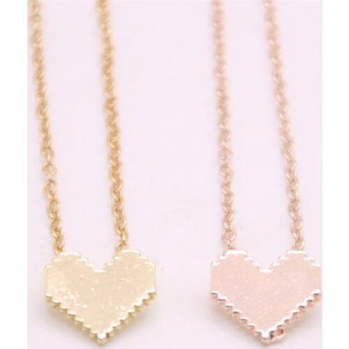 Trendy Mini Solid pixel heart-shaped pendant necklace Metal material love pendant necklace designed for women