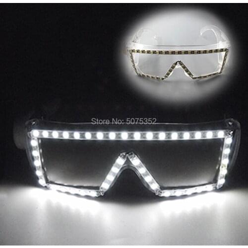 Light up LED Glasses with Transparent Frame Glow in The Dark LED Luminous Glasses Glow Party Supplies for Kids or Adults
