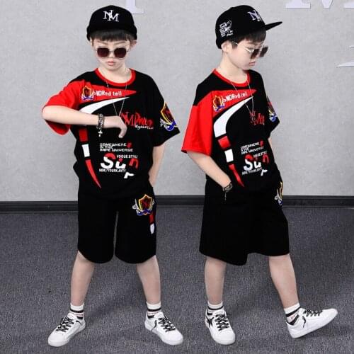 4-14 Years Summer Boy Clothing Set 2021 New Fashion Casual Active T-shirt+ Pant Kid Children Boy Teenager Clothing