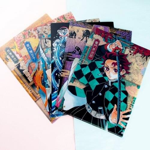 New Anime Demon Slayer Tanjirou Nezuko File Folder A4 Document Bag Organizer File Folder Office Learning Kids Stationery Gift