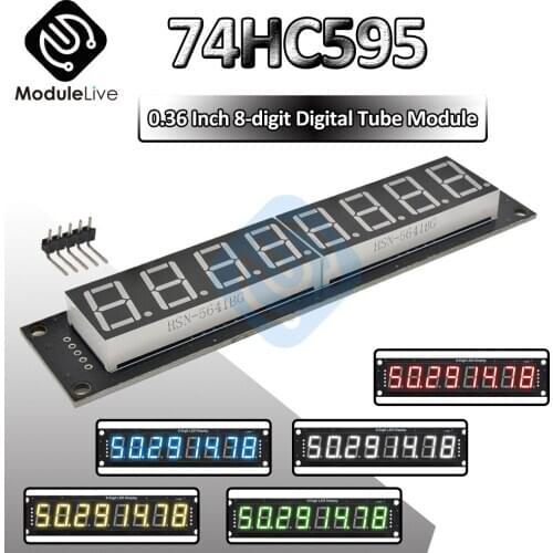 74hc595 Module Board 0.36 Inch 8-digit LED Display Tube (Decimal), 7-Segment Red Blue White Yellow Green colo,74HC595 Controller