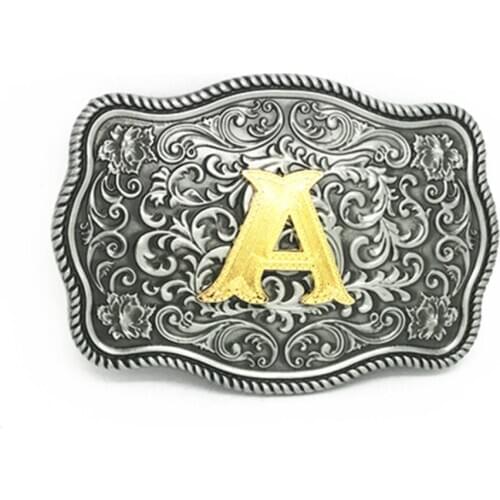 Western cowboy initials A to Z pattern belt buckle zinc alloy belt decoration belt buckle men and women gifts