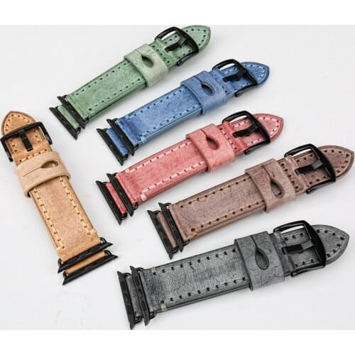 Leather Watchband Black Dark Brown for Apple Watch 6 SE 5 4 42MM 38MM 44MM 40MM Strap for iWatch 6 Wristband Bracelet Belt Band