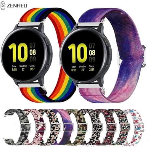 Nylon Elastic Watchband For Samsung Galaxy Watch Active 2 Replacement 20mm 22mm Printing Strap for Huawei Watch GT/GT2/GT2e