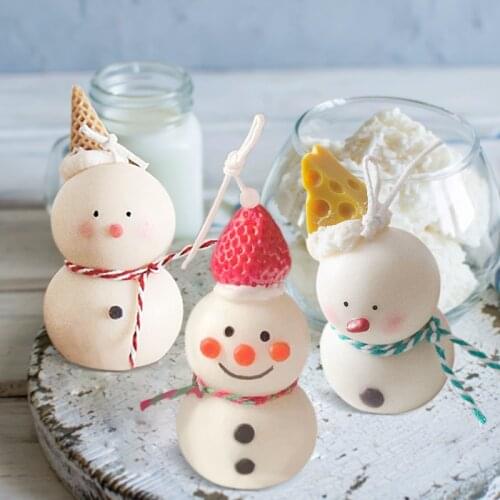 Christmas Snowman Candle Silicone Mold Doll Snowman Baby Resin Mold Diy Handmade Candle Soap Making New Year Home Decor 2021