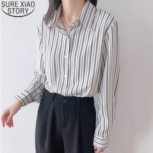 Women Long Sleeve Shirt New Spring Office Lady Striped Shirts Ladies Tops Loose Blosues Clothes Plus Size Blouses Blusas 12695