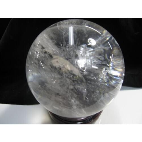 8.98cm natural clear quartz crystal ball sphere +stand