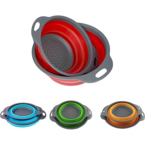 Silicone Collapsible Drain Basket Fruit Basket Plate Dish Vegetable Washing Storage Basket Kitchen Storage Cleaning Basket