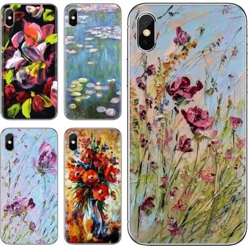 Silicone Phone Cover oil painting flowers For Samsung Galaxy A10 A40 A50 A70 A3 A5 A7 A9 A8 A6 Plus 2018 2015 2016 2017