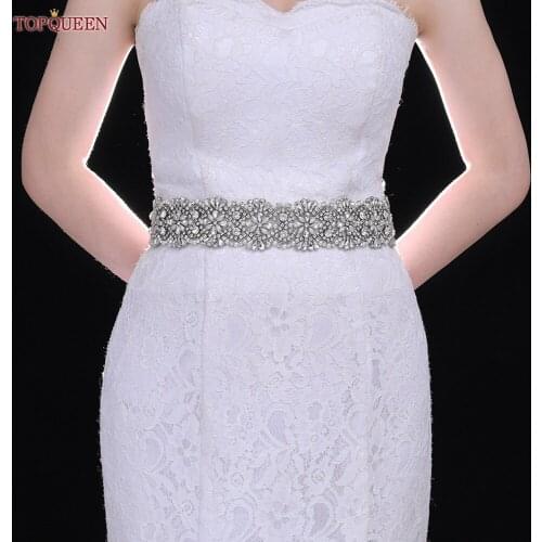 TOPQUEEN S04B Beads Bridal Belt for Women Shiny Belt Prom Dress Belt Rhinestone Crystal Bridal Belts Maternity Sash Formal Belt