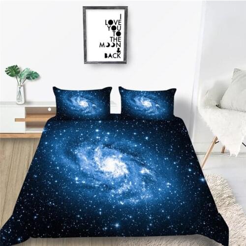 Universe Blue Galaxy Bedding Set Milky Way Star 3D Print Comforter Luxury Queen King Single Duvet Cover Set Home Textile Decor