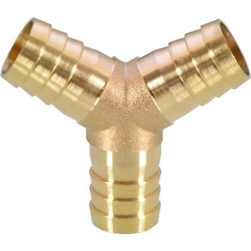 4 6 8 10 12 14 16mm Hose Barb Reudcing Y-Shaped 3 Ways Brass Pipe Fitting Splitter Coupler Adapter Connector Water Gas Oil