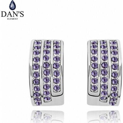 DANS ELEMENT Brand 5Colors Real Austrian Crystals Fashion Geometric stud Earrings for women Zinc Alloy trendy #SE90853