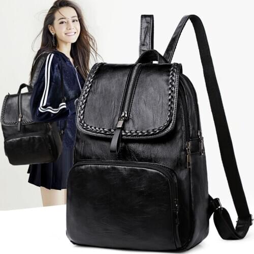 Backpack Women 2020 New Korean Fashion All-match New Product PU Soft Leather School Bag Casual Student Backpack