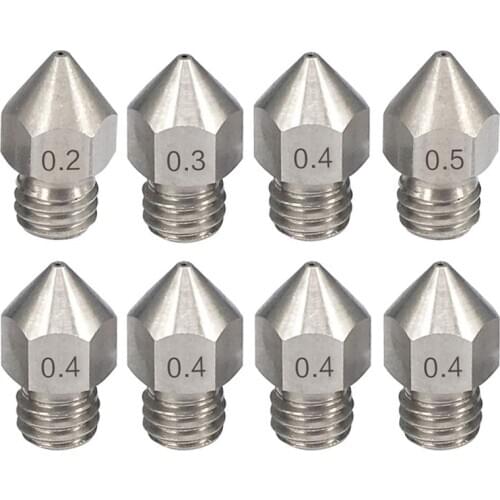 0.2Mm 0.3Mm 0.4Mm 0.5Mm 0.6Mm 0.8Mm 1.0Mm Stainless Steel 3D Printer Nozzle for 1.75Mm Filament MK8 Extruder