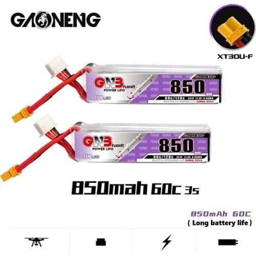 Gaoneng GNB 850mAh 3S 11.4V 60C/120C HV Lipo Battery XT30 Plug for FPV Racing Drone 4 Axis UAV Quadcopter RC Drone Parts