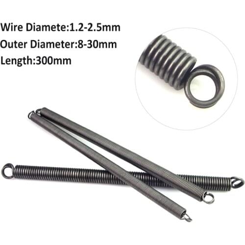 1Pcs Extension Springs with Loop Ends Tension Expanding Spring Double Loop Wire Dia1.2-2.5mm OD8-30mm L300mm