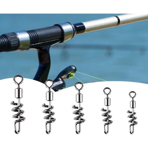 10Pcs Fishing Connectors Stainless Steel Sea Fishing Fast Quick Link Prograde Corkscrew Swirl Connector Cork Screwed Swivel Hook