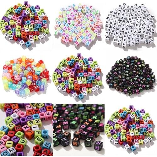100pcs/lot Acrylic Spacer Beads Letter Beads Mixed Color Oval Alphabet Beads For Jewelry Making DIY Handmade Accessories