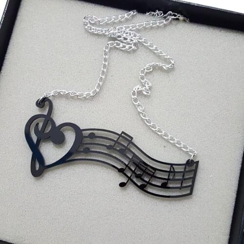 165N Musical Wave Neckale Fashion Musical Notation Pendant Necklace