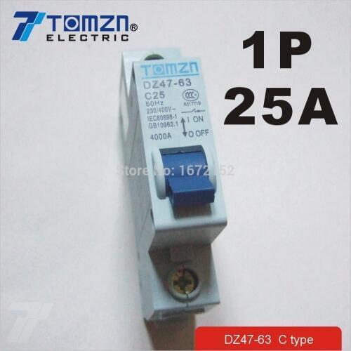 1P 25A 230/400v~ 50HZ/60HZ Mini Circuit breaker MCB C45 C TYPE