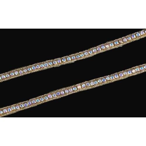 20Yard Sewing Wedding Gold Crystal Diamond Rhinestone Applique Trim Yard Hot Fix Luxury Beaded Trimming For DIY Girl Dress